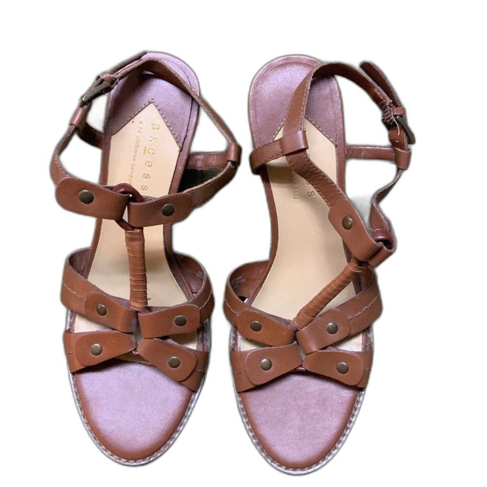 Axcess Liz Claiborne Wedge Sandals Brown 7.5